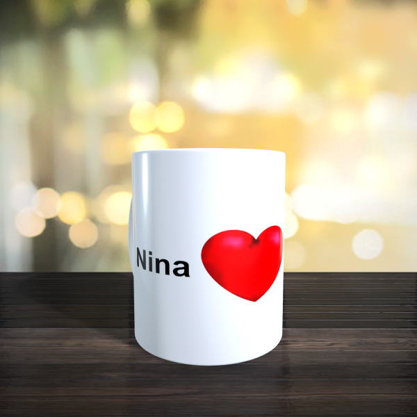 Keramiktasse 11oz Herz mit Namen